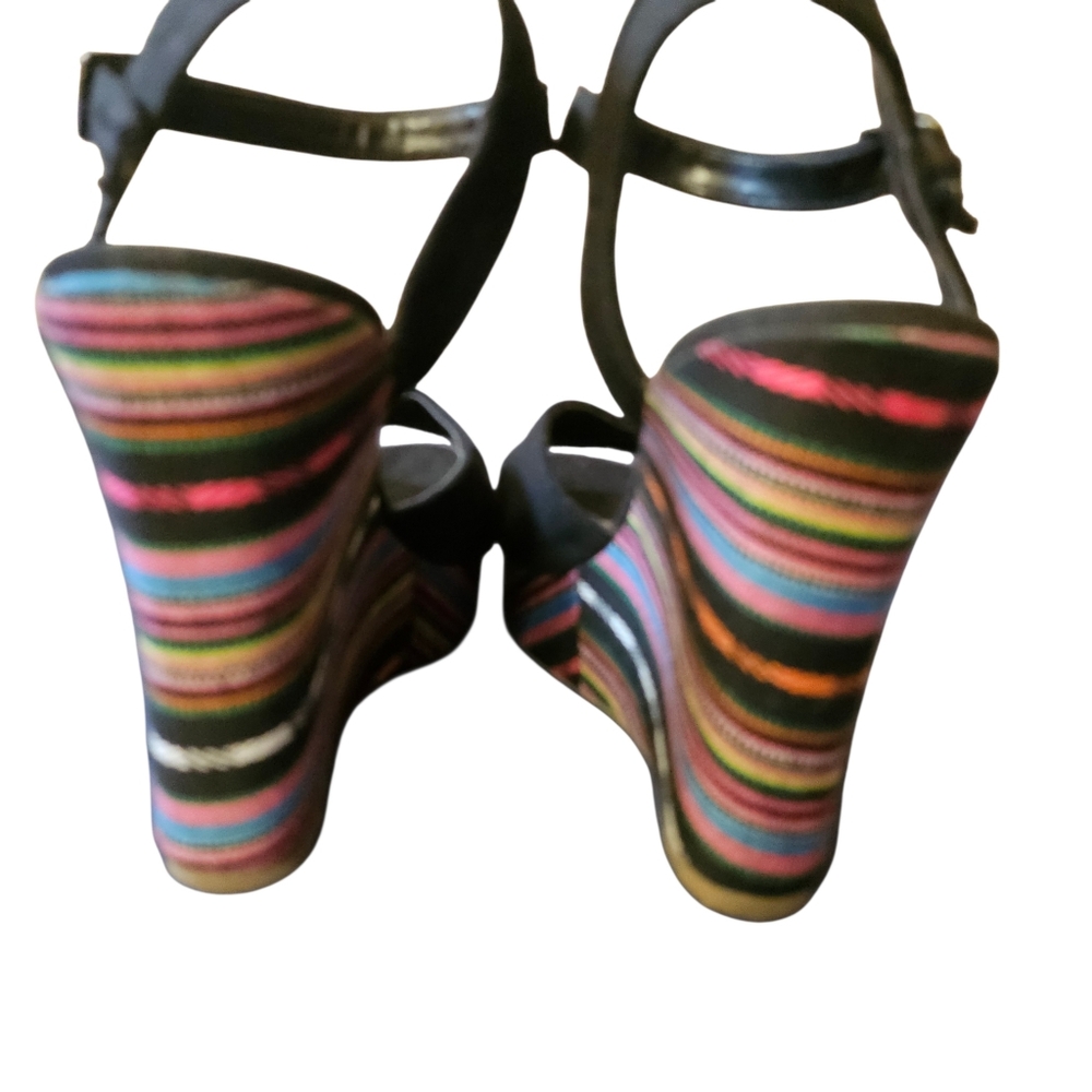 Soda‎ Marisa Serape Striped Platform Wedges | Vibrant Summer Sandals Size 9 - Picture 3 of 6